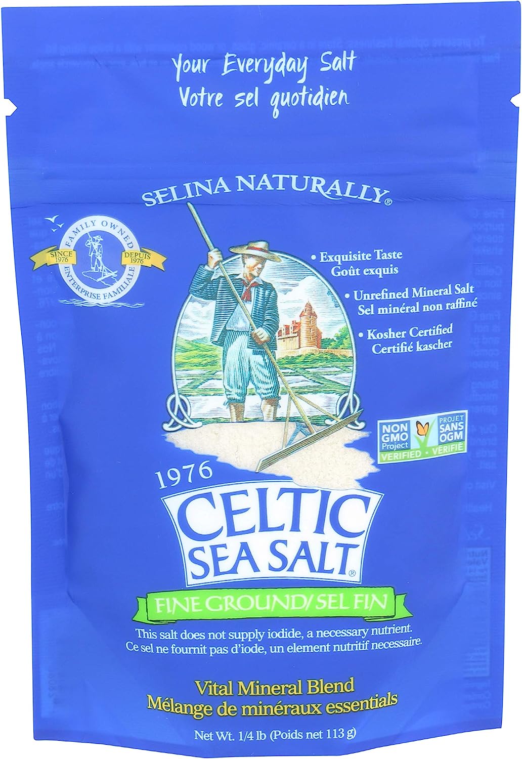 Celtic Sea Salt Light Grey Resealable Bag 113 Grams - Nutrition Plus