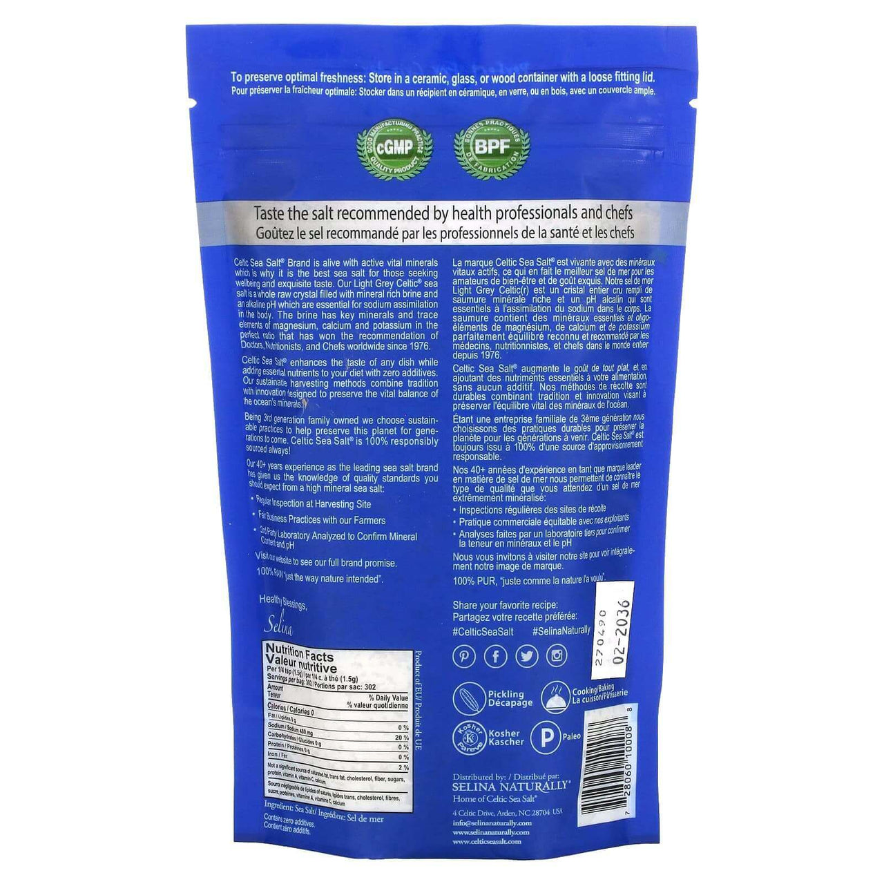 Celtic Sea Salt Light Grey Resealable Bag 454 Grams | Nutrition Plus