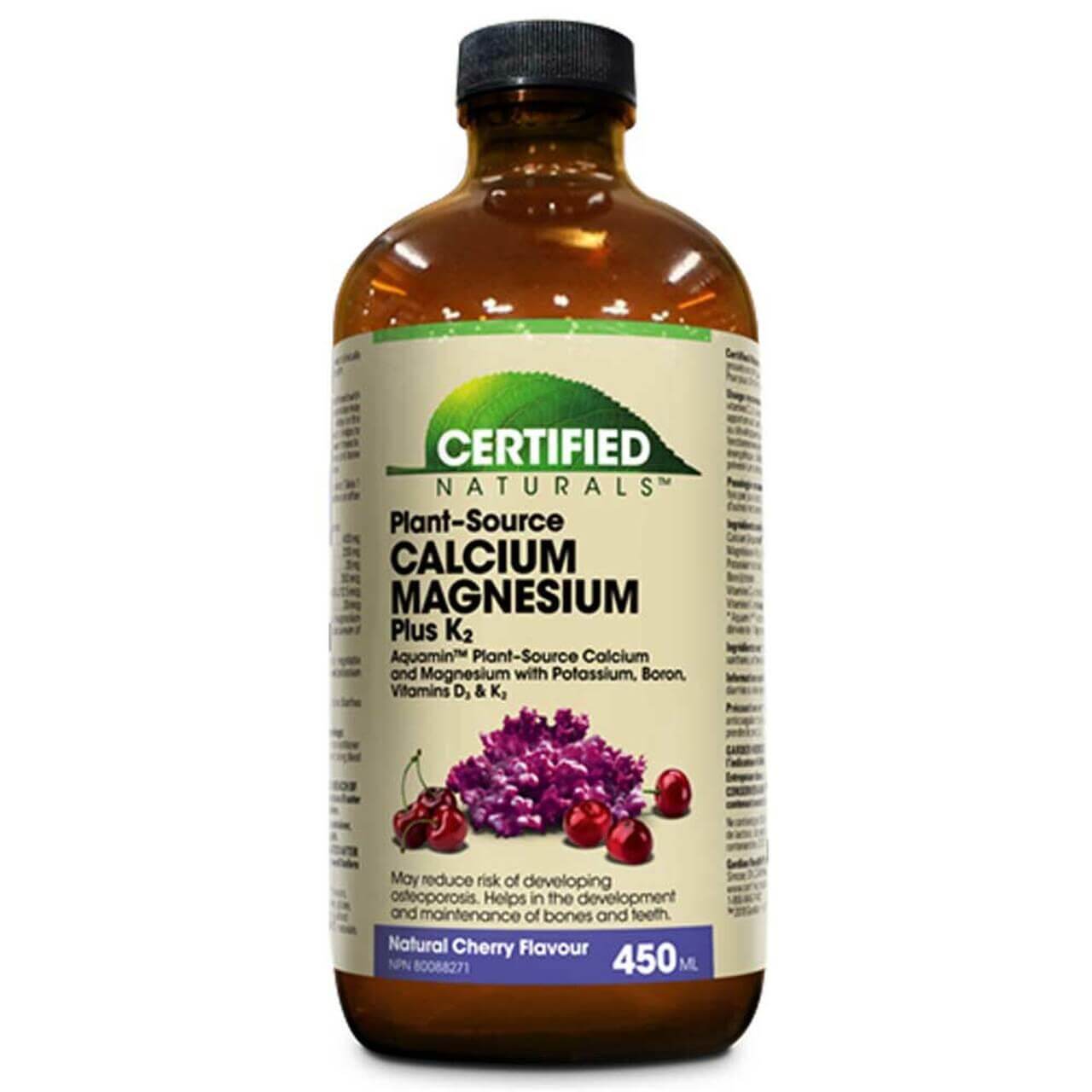 Certified Naturals™ Calcium Magnesium Plus K2 Liquid 450 ml with Aquamin | Nutrition Plus