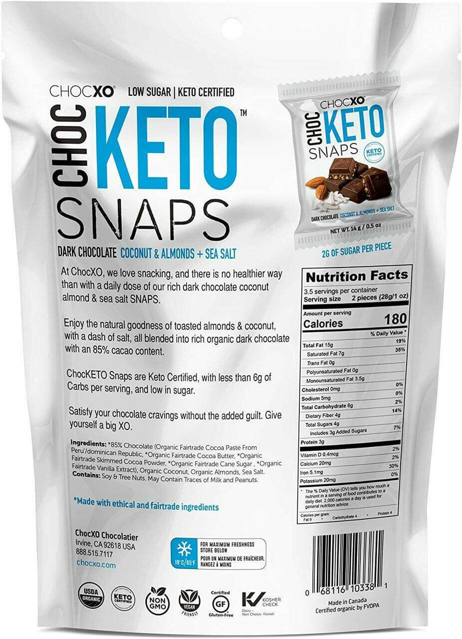 CHOCXO Keto Snaps Almond 98 Grams | Nutrition Plus