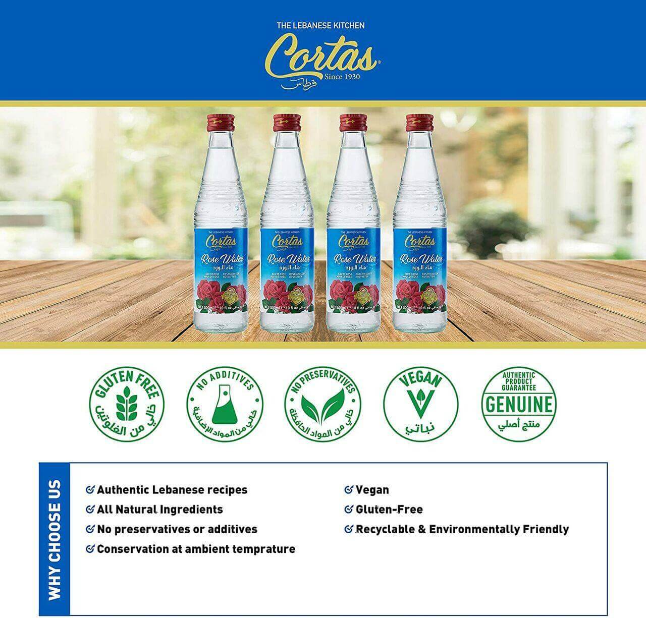 Cortas Rose Water 300mL | Nutrition Plus