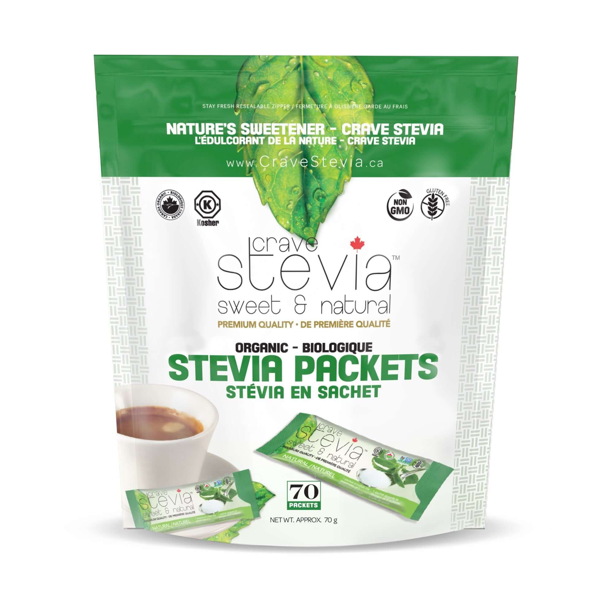 Crave Organic Stevia 70 Packets | Nutrition Plus