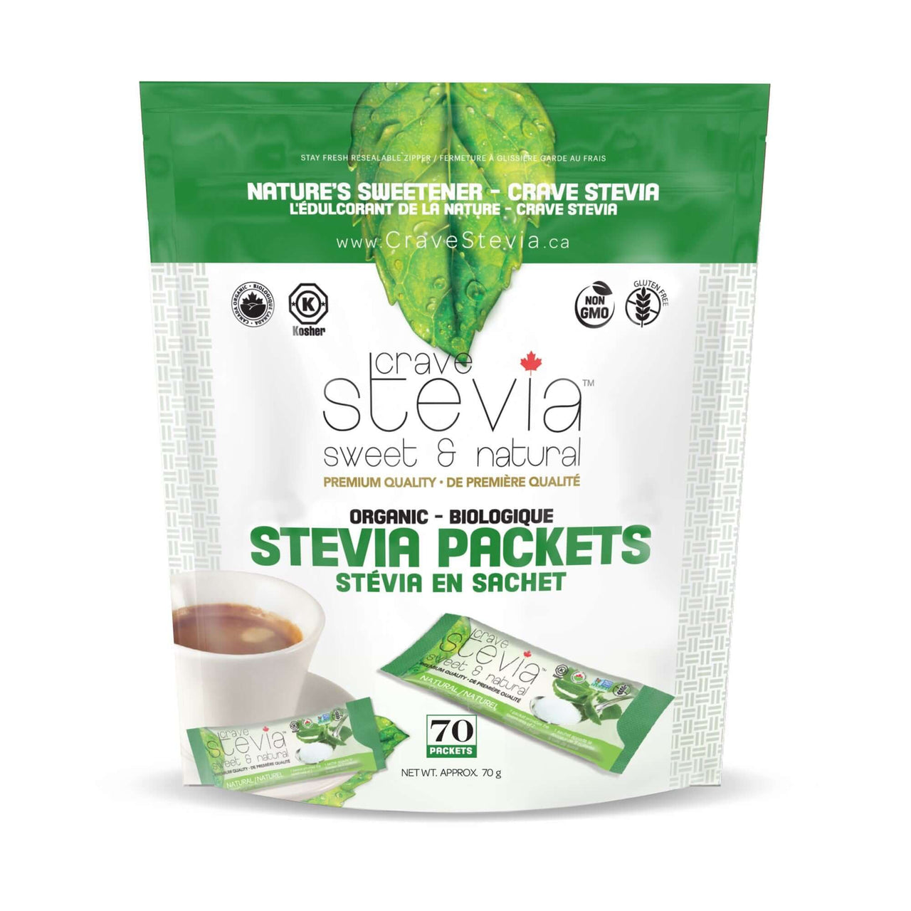 Crave Organic Stevia 70 Packets | Nutrition Plus