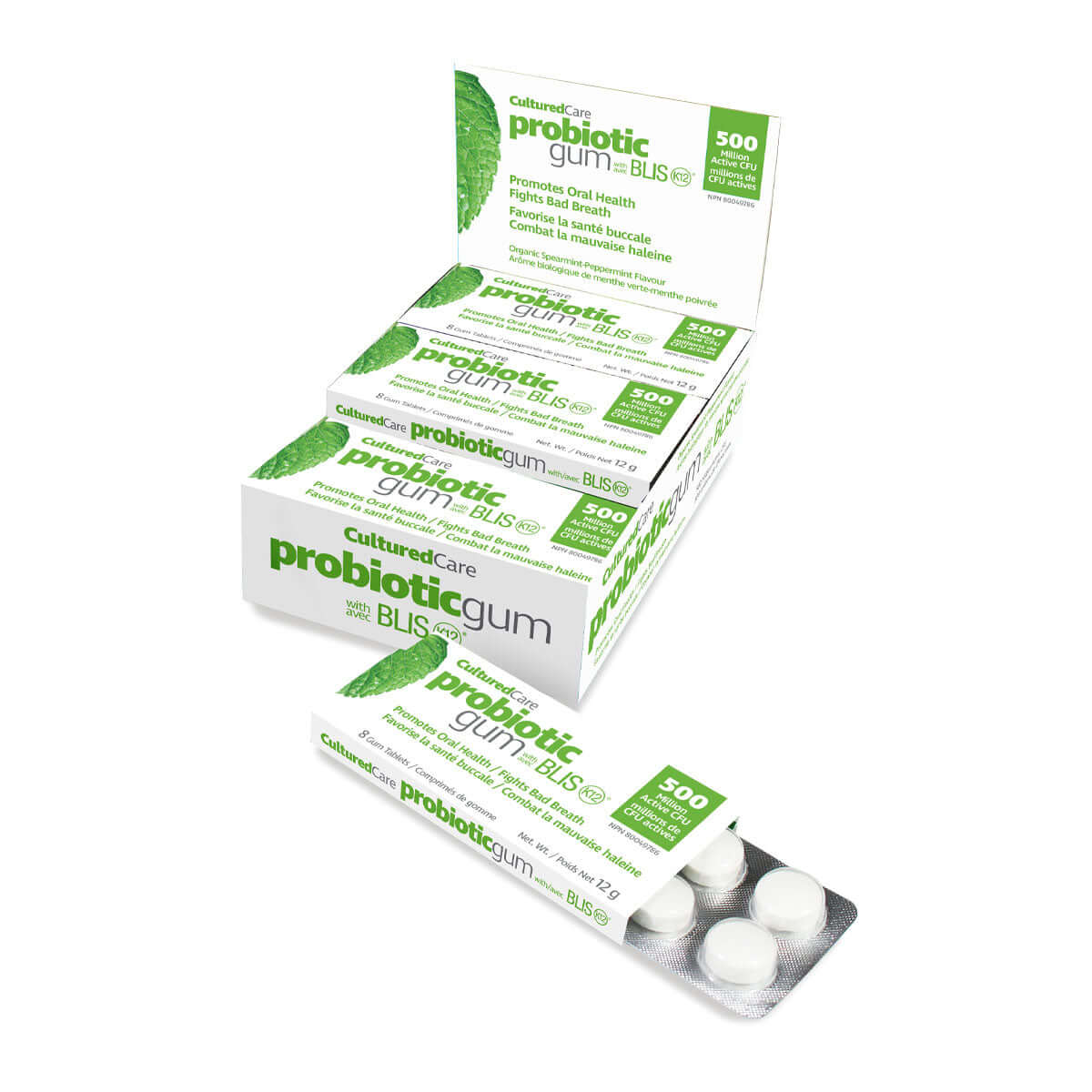 CulturedCare Probiotic Gum Spearmint-Peppermint 8 Gum Tablets | Nutrition Plus