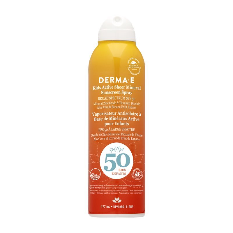 Derma-E Kids Active Sheer Mineral Sunscreen Spray Spf 50 177mL - Nutrition Plus