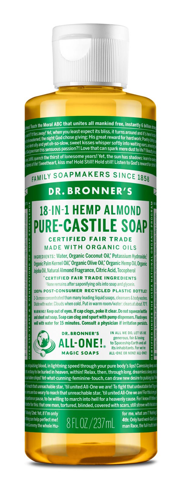 Dr. Bronner's 18-IN-1 Almond Pure-Castile Liquid - Nutrition Plus