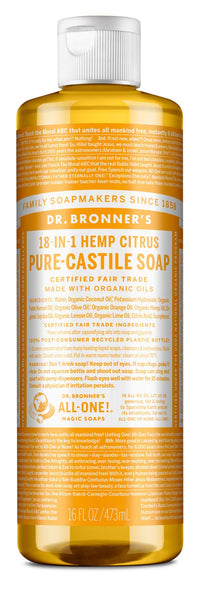 Thumbnail for Dr. Bronner's 18-IN-1 Citrus Pure-Castile Liquid Soap - Nutrition Plus