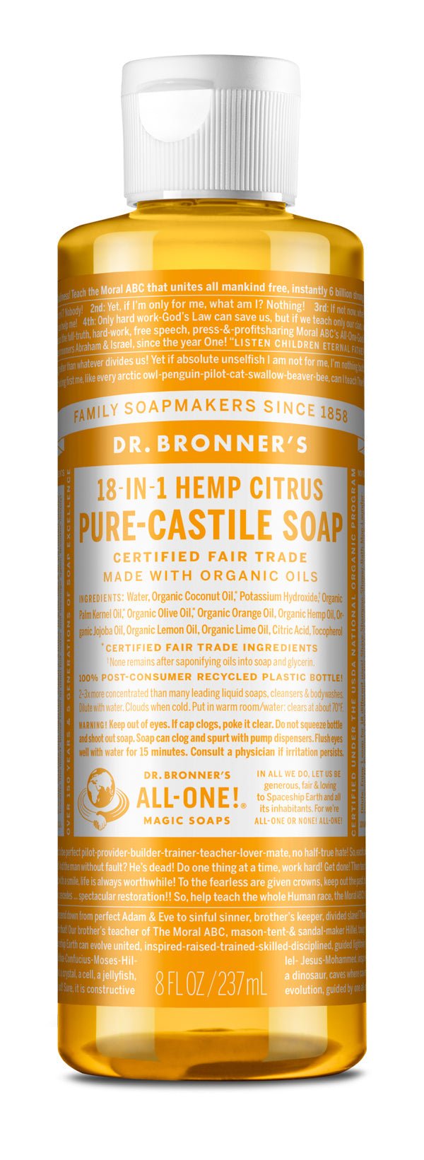 Dr. Bronner's 18-IN-1 Citrus Pure-Castile Liquid Soap - Nutrition Plus