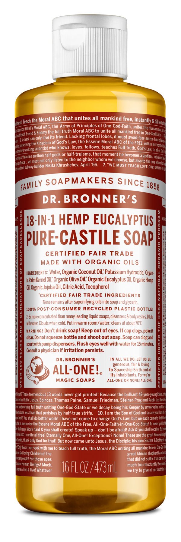 Dr. Bronner's 18-IN-1 Eucalyptus Pure-Castile Liquid Soap - Nutrition Plus