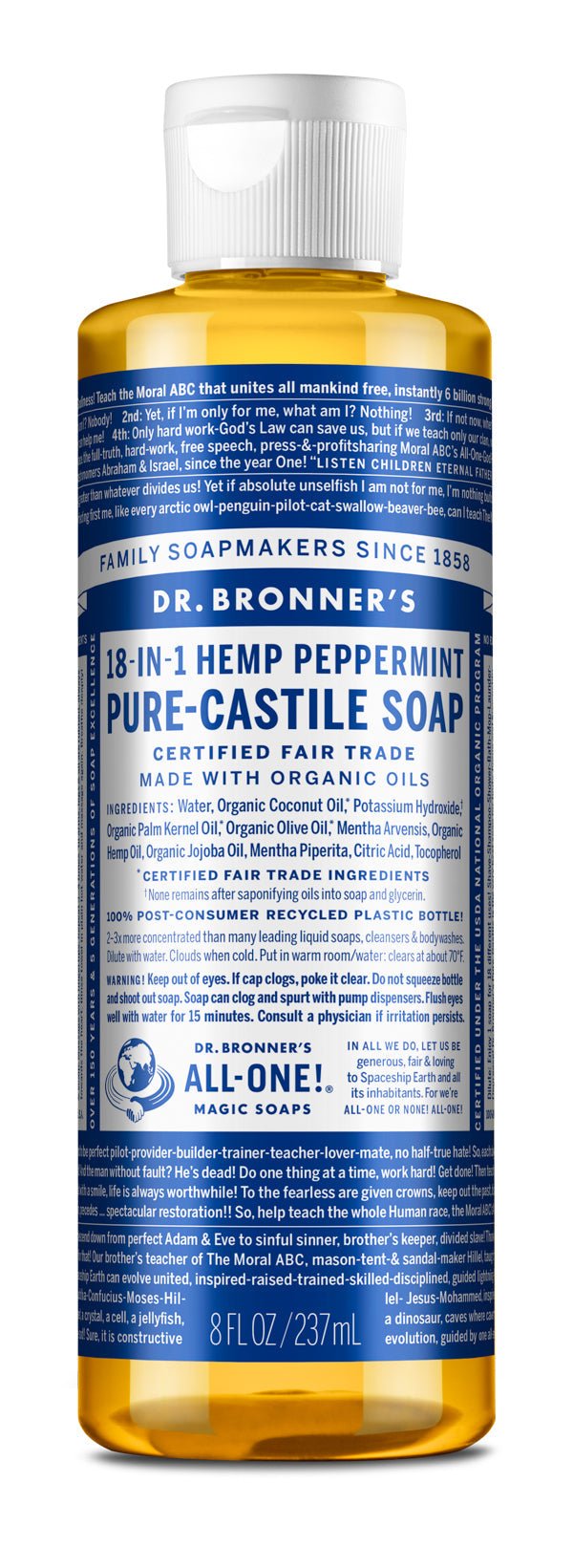 Dr. Bronner's 18-IN-1 Peppermint- Pure-Castille Soap - Nutrition Plus