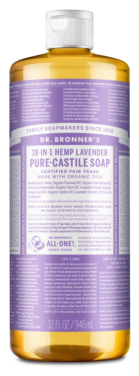 Dr. Bronner's 18-IN-1 Pure-Castile Lavender Liquid Soap - Nutrition Plus