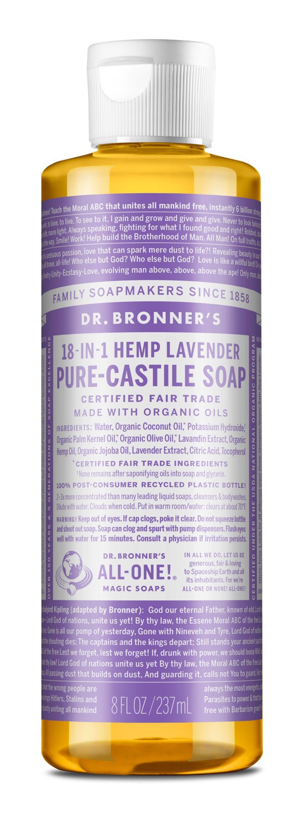 Dr. Bronner's 18-IN-1 Pure-Castile Lavender Liquid Soap - Nutrition Plus