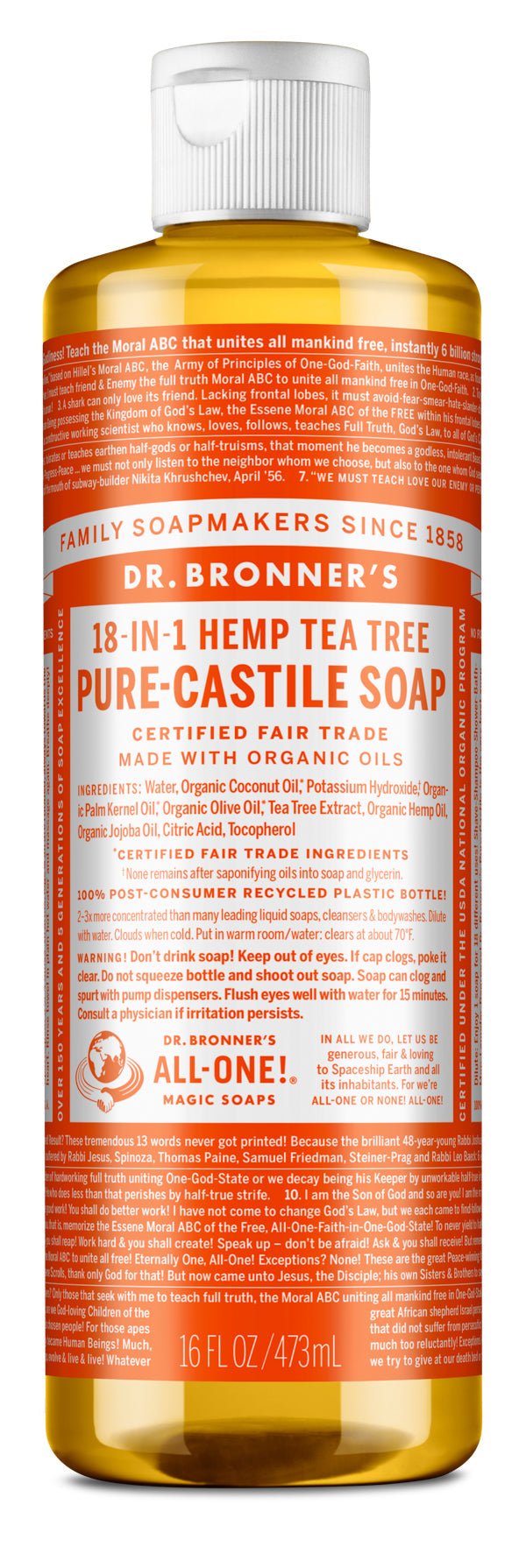 Dr. Bronner's 18-IN-1 TeaTree Pure-Castille Soap - Nutrition Plus