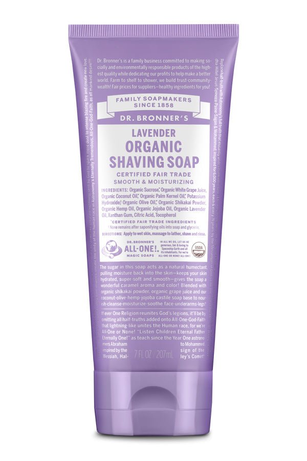 Dr. Bronners Lavender Organic Shaving Soap 207mL - Nutrition Plus
