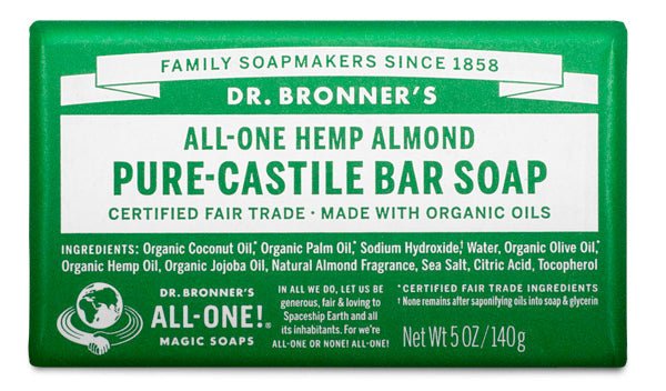 Dr. Bronner's Pure-Castile Bar Soap Almond 140g - Nutrition Plus