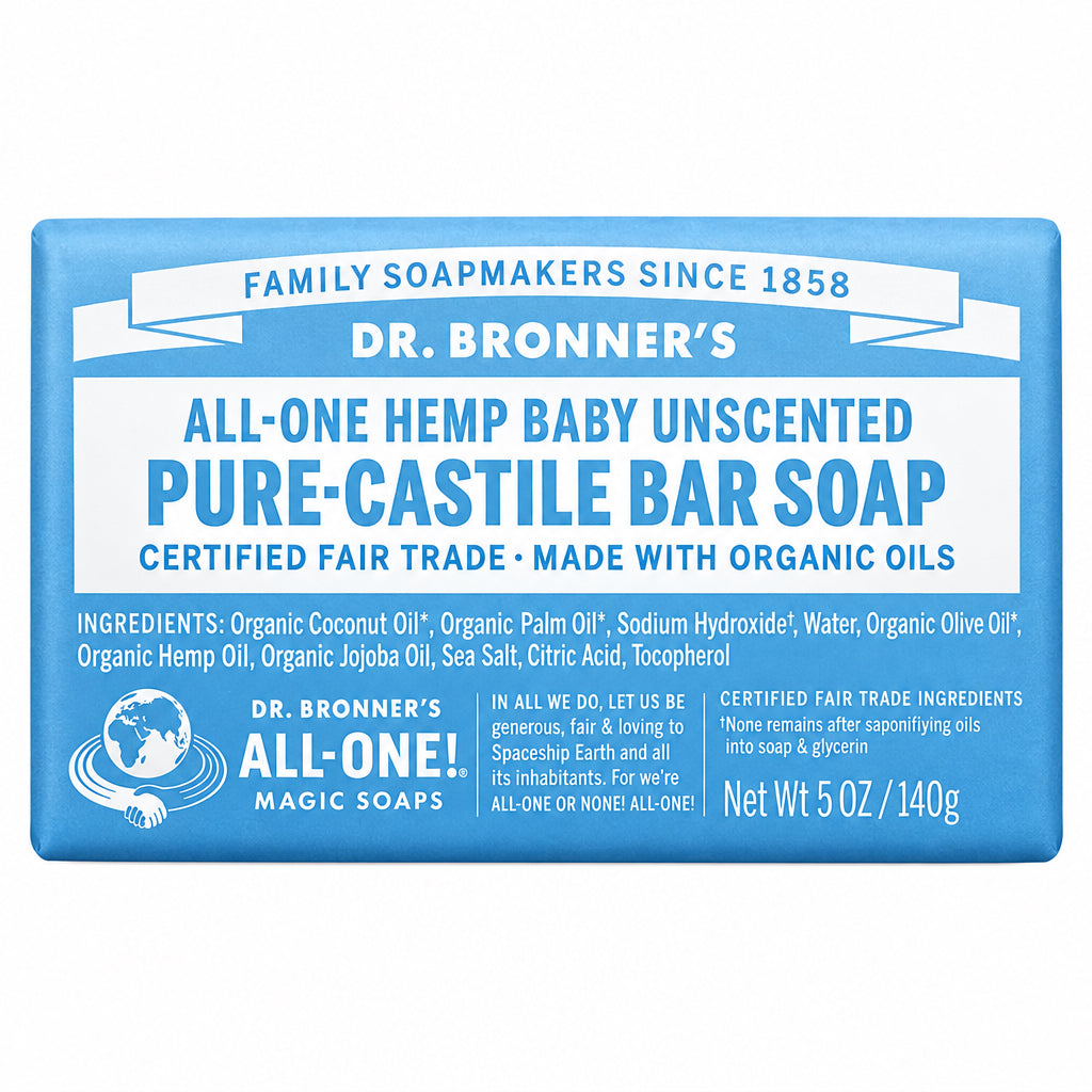 Dr. Bronner's Pure-Castile Bar Soap Baby Unscented 140g - Nutrition Plus