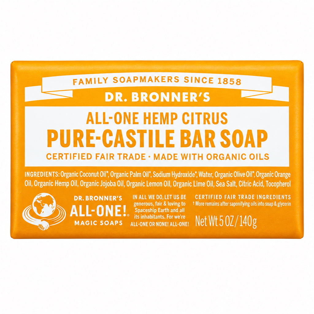 Dr. Bronner's Pure-Castile Bar Soap Citrus 140g - Nutrition Plus