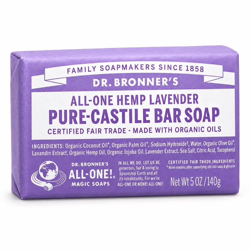 Dr. Bronner's Pure-Castile Bar Soap Lavender 140g - Nutrition Plus