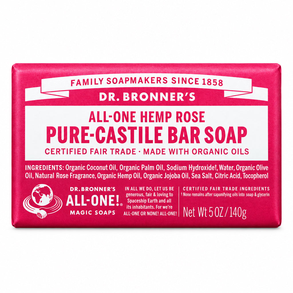 Dr. Bronner's Pure-Castile Bar Soap Rose 140g - Nutrition Plus