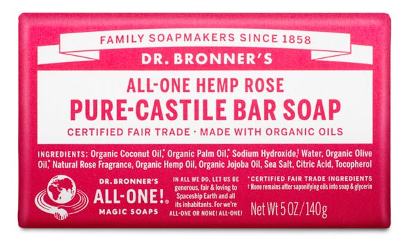Dr. Bronner's Pure-Castile Bar Soap Rose 140g - Nutrition Plus
