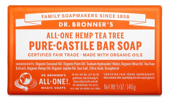 Dr. Bronner's Pure-Castile Bar Soap Tea Tree 140g - Nutrition Plus