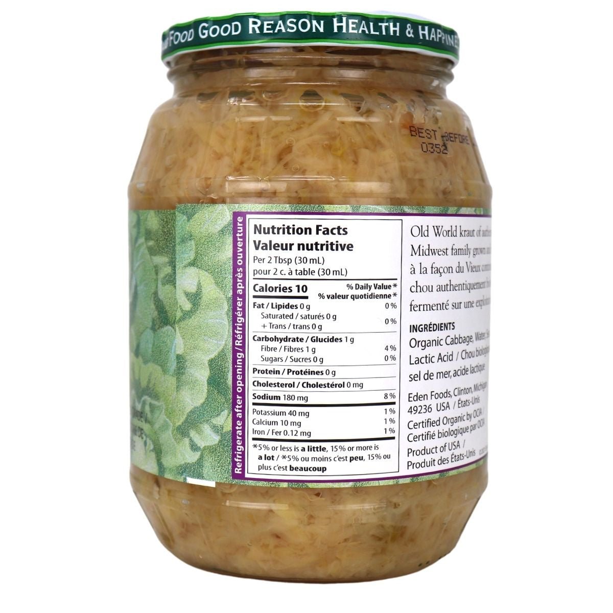 Eden Foods Organic Sauerkraut, 447mL - Nutrition Plus