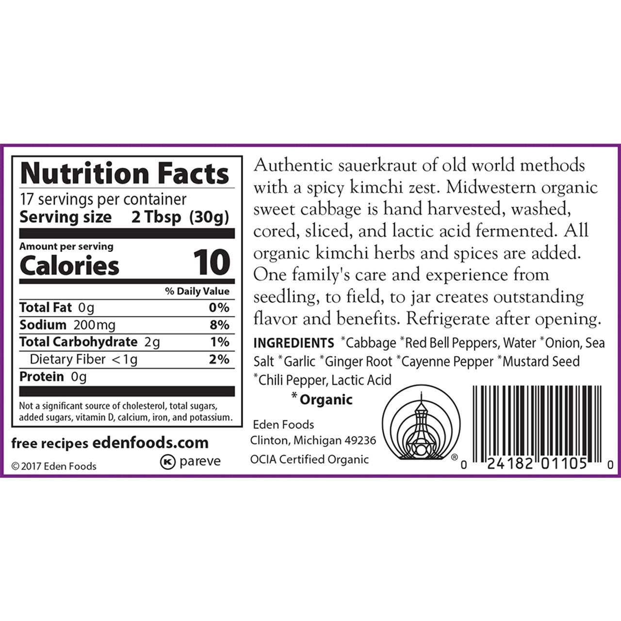 Eden Organic Kimchi, Sauerkraut - 447mL - Nutrition Plus