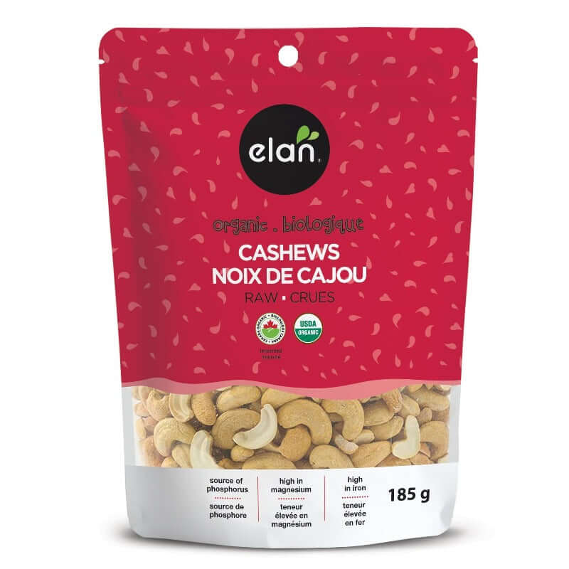 Elan Organic Raw Cashews, 185 Grams - Nutrition Plus
