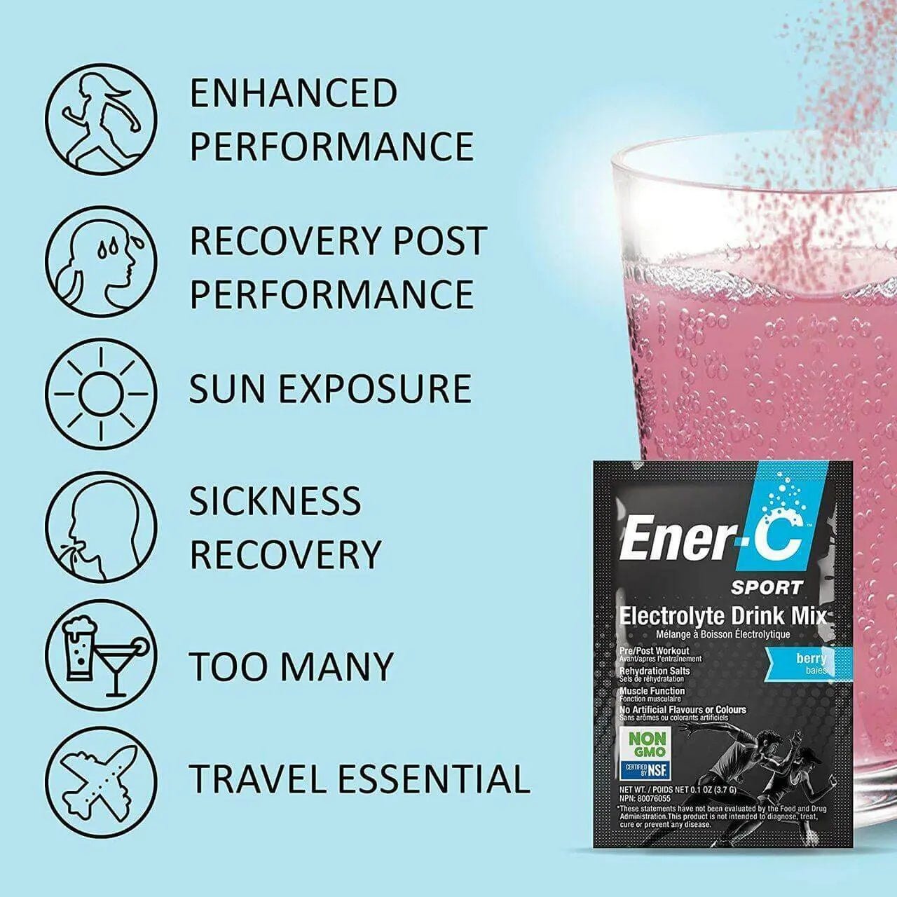 Ener-C Sport Electrolyte Drink Mix Mixed Berry 12 Packets - Nutrition Plus