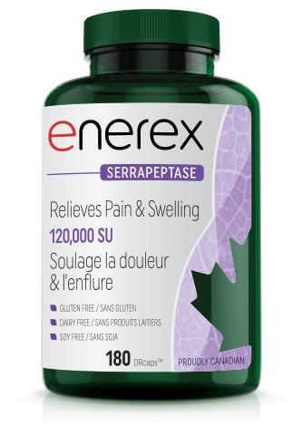 Enerex Serrapeptase 120,000 Delayed Release 180 Capsules Bonus Bottle - Nutrition Plus