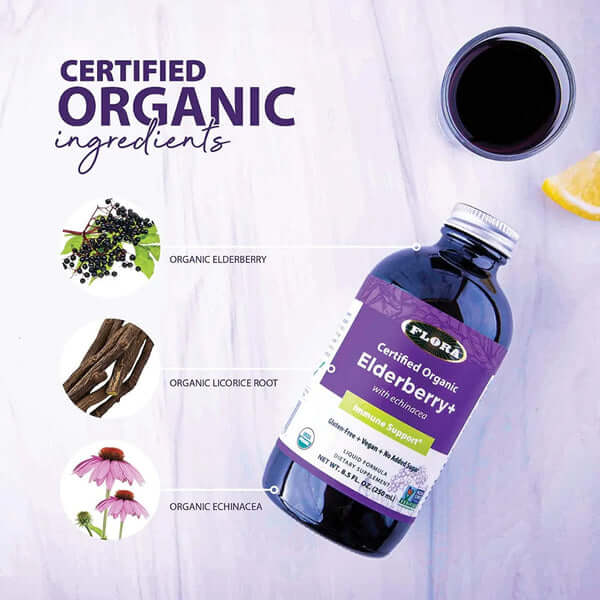Flora Organic Sambu Guard Elderberry+ Liquid Formula 250mL - Nutrition Plus