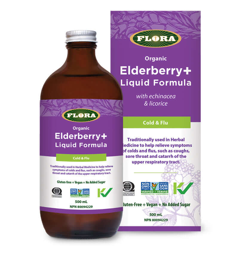 Flora Organic Sambu Guard Elderberry+ Liquid Formula 500mL - Nutrition Plus