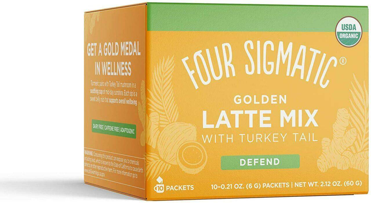 Four Sigmatic Golden Latte Mix with Turkey Tail and Turmeric 10 X 6 g sachets 60 Grams - Nutrition Plus