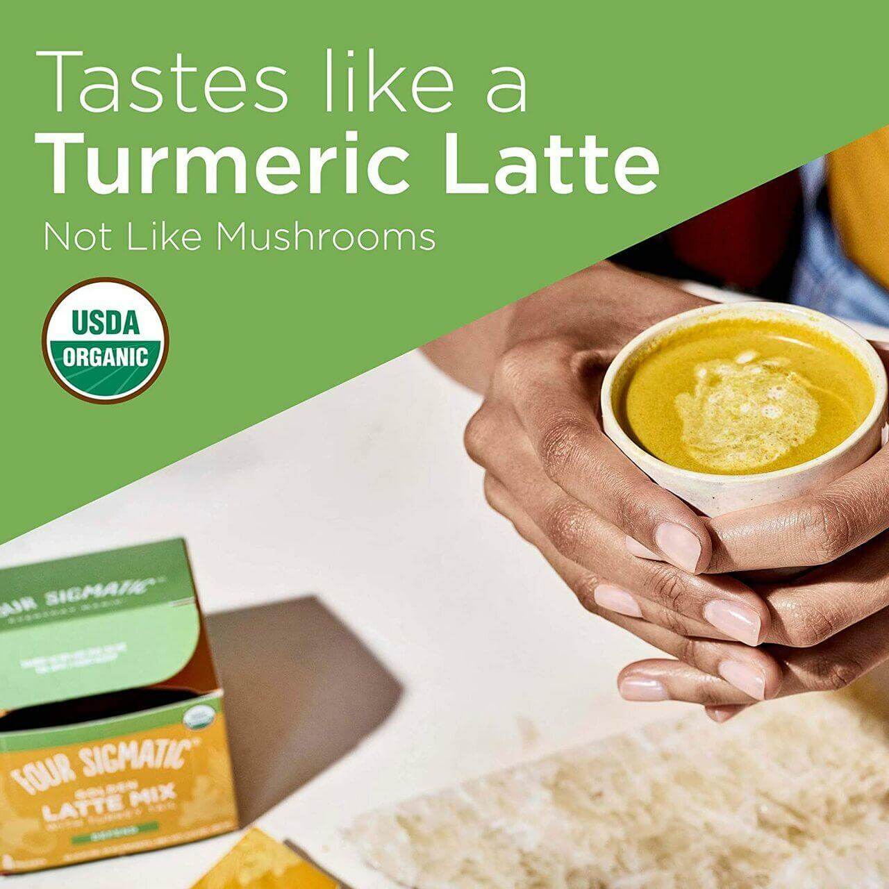 Four Sigmatic Golden Latte Mix with Turkey Tail and Turmeric 10 X 6 g sachets 60 Grams - Nutrition Plus