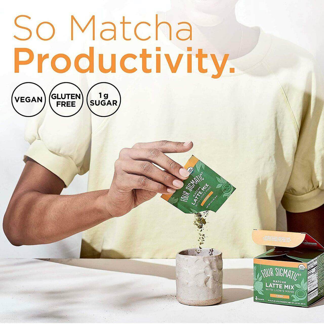 Four Sigmatic Matcha Latte Mix with Lion's Mane Eng 10 X 6 g sachets 60 Gram - Nutrition Plus