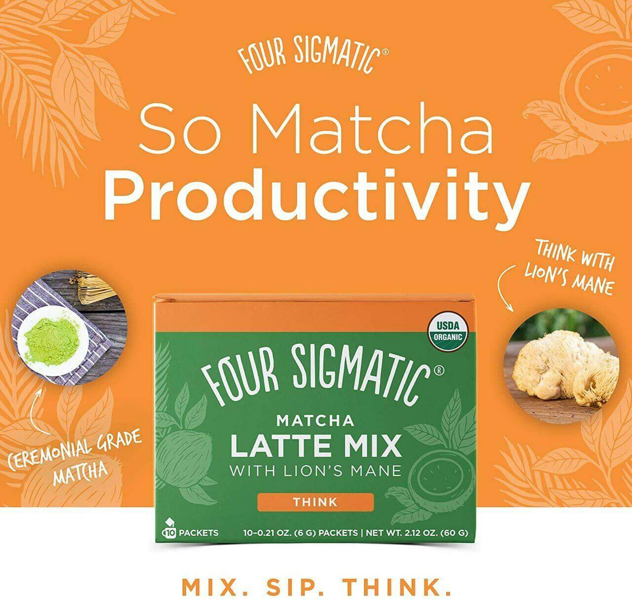 Four Sigmatic Matcha Latte Mix with Lion's Mane Eng 10 X 6 g sachets 60 Gram - Nutrition Plus