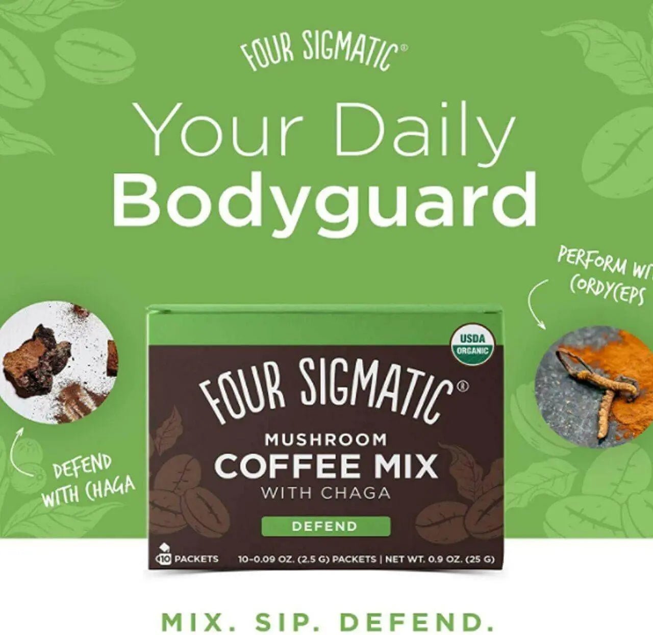 Four Sigmatic Mushroom Coffee Mix with Cordyceps & Chaga 10 Packets - Nutrition Plus