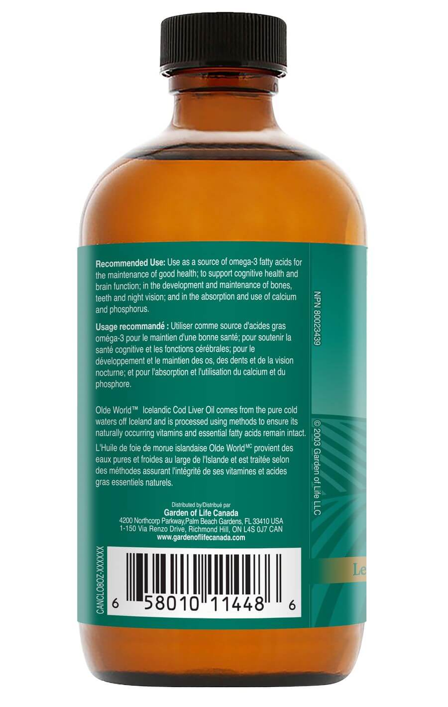 Garden Of Life Icelandic Cod Liver Oil 236 mL Lemon Mint - Nutrition Plus