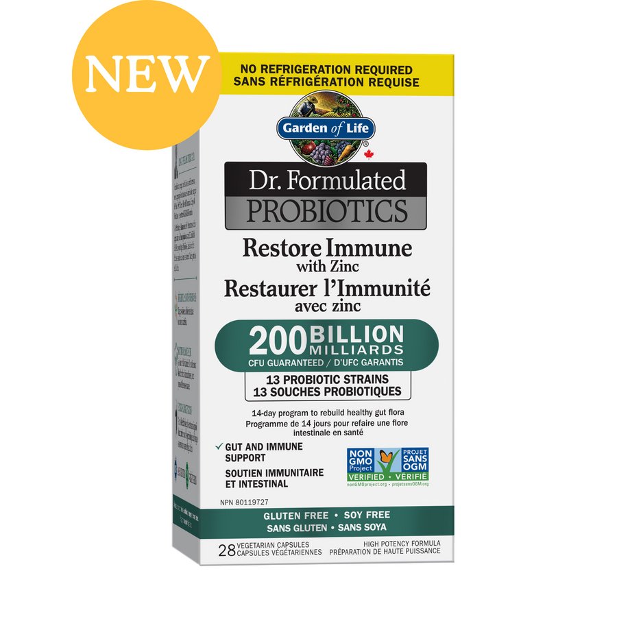 Garden Of Life Restore Immune with Zinc 200 Billion 28 Veg Capsules - Nutrition Plus