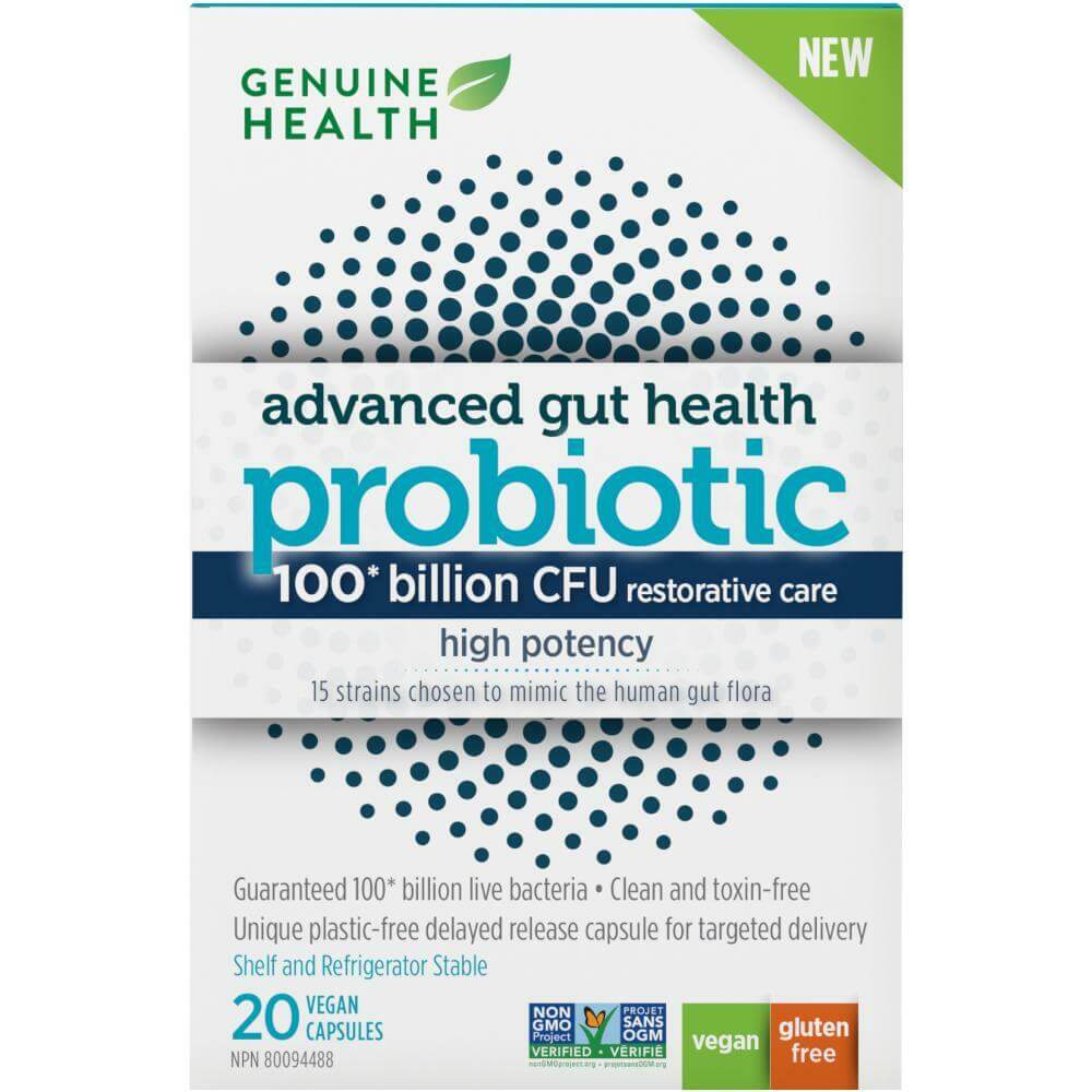 Genuine Health Advanced Gut Health Probiotic 100 billion CFU 20 Vegan Caps - Nutrition Plus