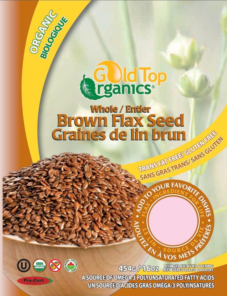 Gold Top Organics Brown Flax Seed 454 Grams - Nutrition Plus