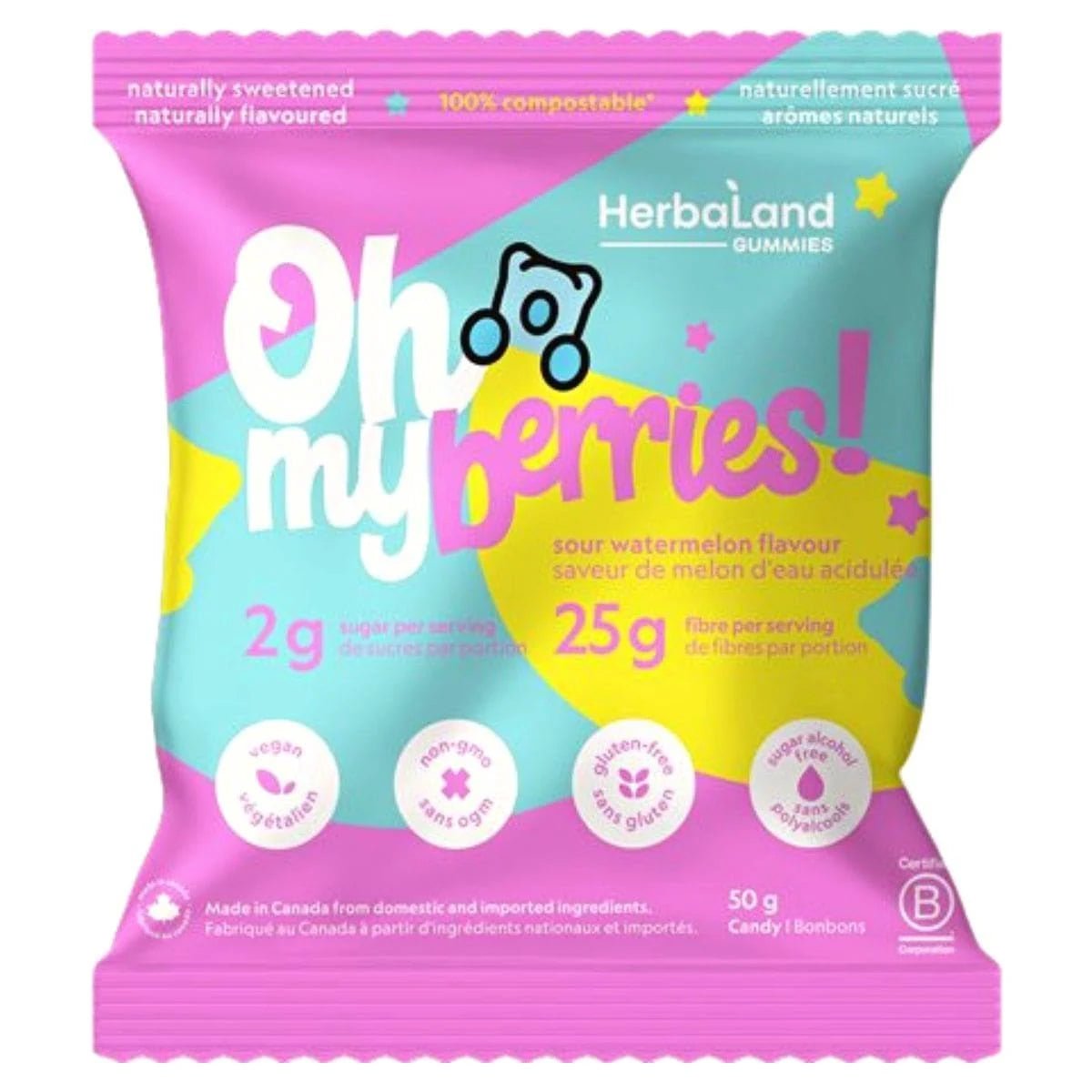 Herbaland Oh My Berries! Sour Watermelon Flavoured Gummies 50g - Nutrition Plus