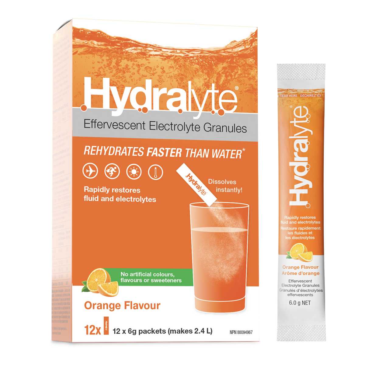 HydraLyte All Natural Electrolyte Powder 12*6 Grams Packets - Nutrition Plus