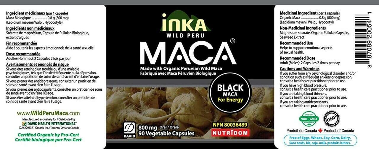 Inka Wild Peru - Organic Black Maca 90 Vegetable Capsules - Nutrition Plus