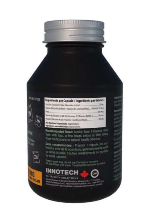 Innotech Nutrition Zinc Plus – Zinc, Vitamins D, C, K2 and Biotin – 120 Capsules - Nutrition Plus