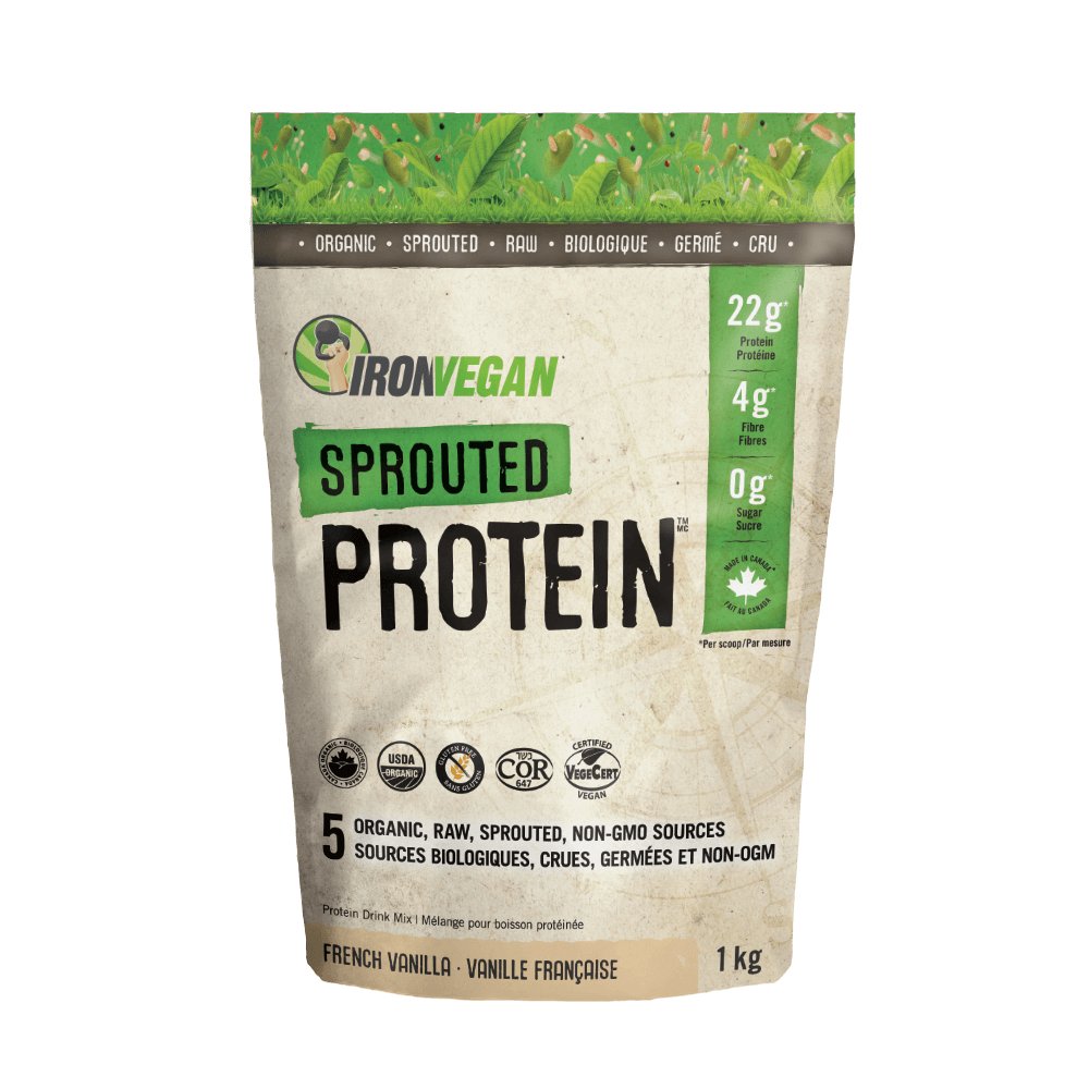 Iron Vegan Sprouted Protein - French Vanilla 1 kg - Nutrition Plus