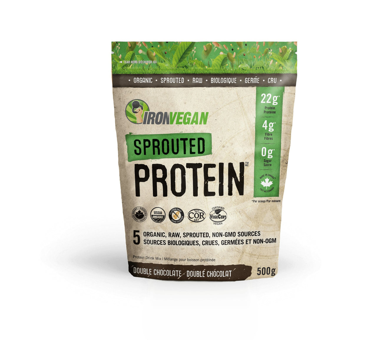 Iron Vegan Sprouted Protein - Natural Chocolate 1 kg - Nutrition Plus