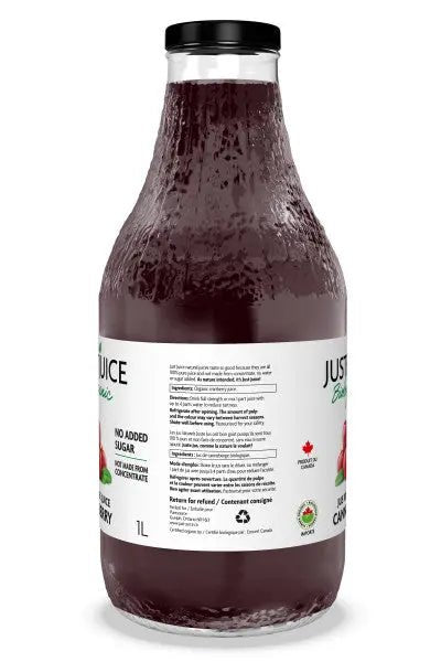 Just Juice 100% Pure Organic Cranberry Juice 1 Litre - Nutrition Plus