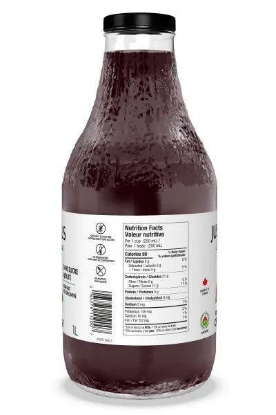 Just Juice 100% Pure Organic Cranberry Juice 1 Litre - Nutrition Plus