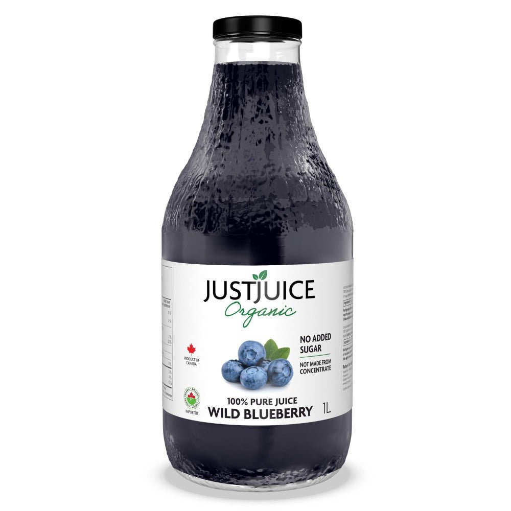 Just Juice 100% Pure Organic Wild Blueberry Juice 1L - Nutrition Plus